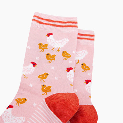 Pink Hens and Chicks Bamboo Socks from Sock Talk