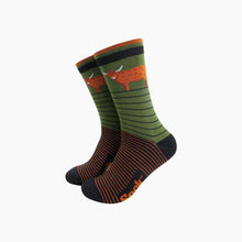 Green Striped Highland Cow Bamboo Socks from Sock Talk