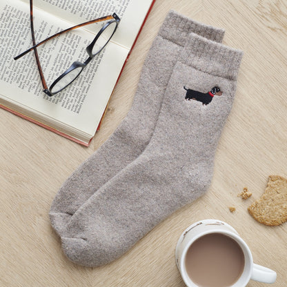 Dachshund Dog Walking Wool-Blend Socks from Sweet William