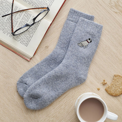 Pug Dog Walking Wool-Blend Socks from Sweet William