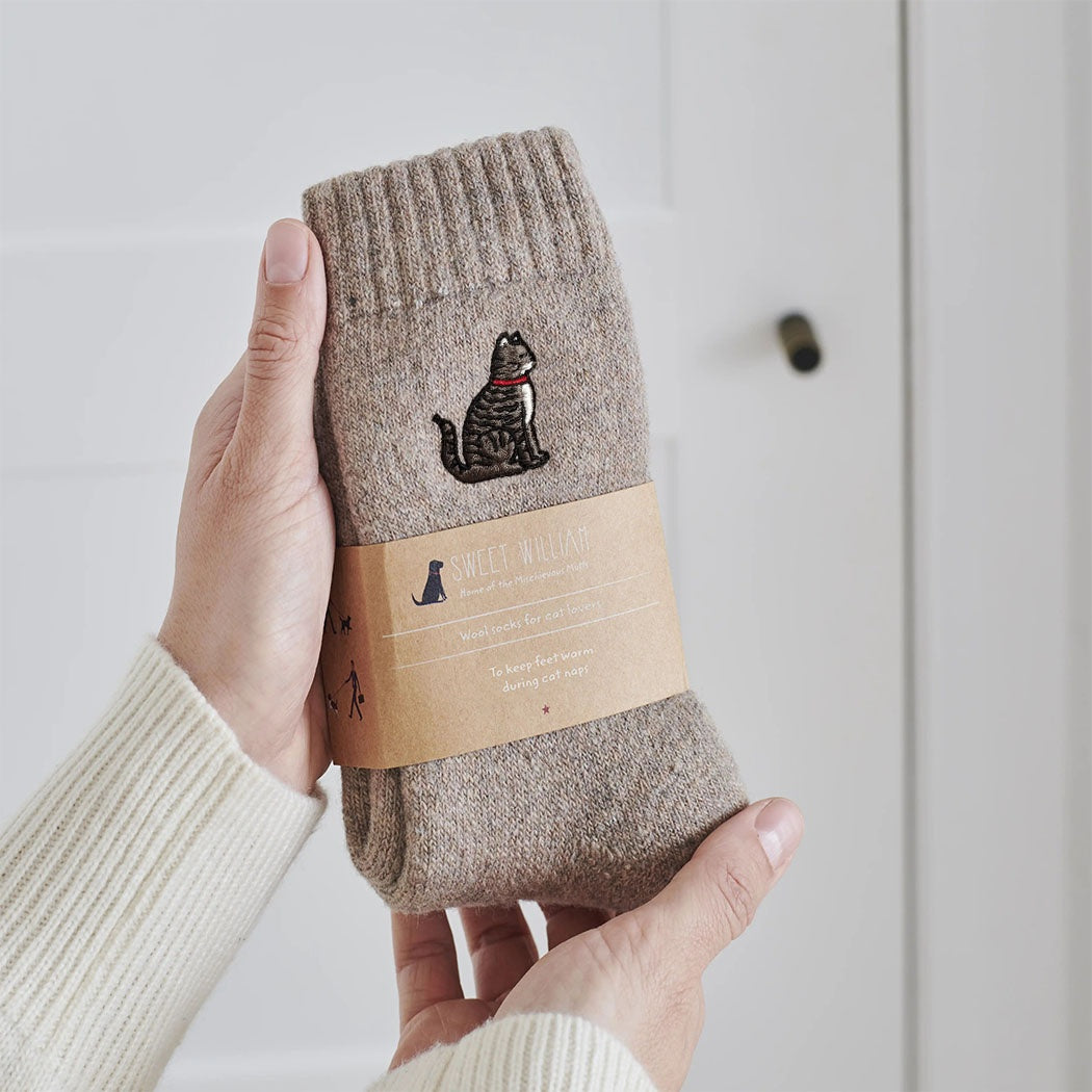 Tabby Cat Wool-Blend Socks from Sweet William