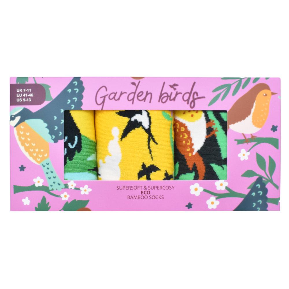 3-Pair Garden Birds Bamboo Socks Gift Set from Shared Earth