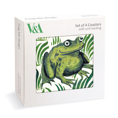 V&A Frog Tile Set of 4 Cork-Backed Coasters by William De Morgan