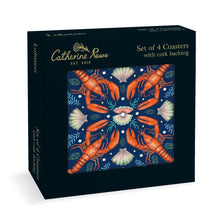 Lobsters Set of 4 Cork-Backed Coasters by Catherine Rowe