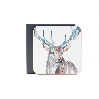 The Highlands Stag Set of 4 Coasters by Meg Hawkins