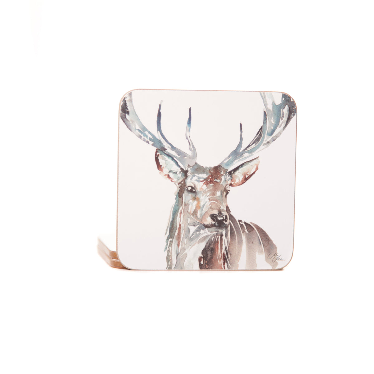 The Highlands Stag Set of 4 Coasters by Meg Hawkins