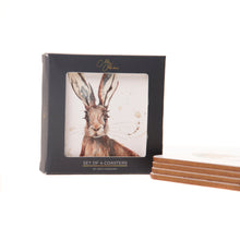The Meadow Hare Set of 4 Coasters by Meg Hawkins