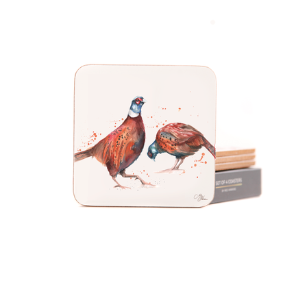 The Woodland Pheasant Set of 4 Coasters by Meg Hawkins