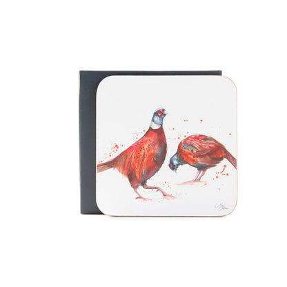 The Woodland Pheasant Set of 4 Coasters by Meg Hawkins