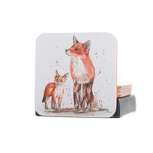 The Den Fox and Cub Set of 4 Coasters by Meg Hawkins