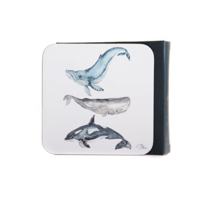 The Ocean Whales Set of 4 Coasters by Meg Hawkins