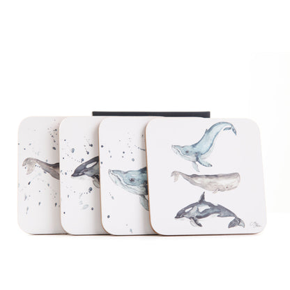 The Ocean Whales Set of 4 Coasters by Meg Hawkins