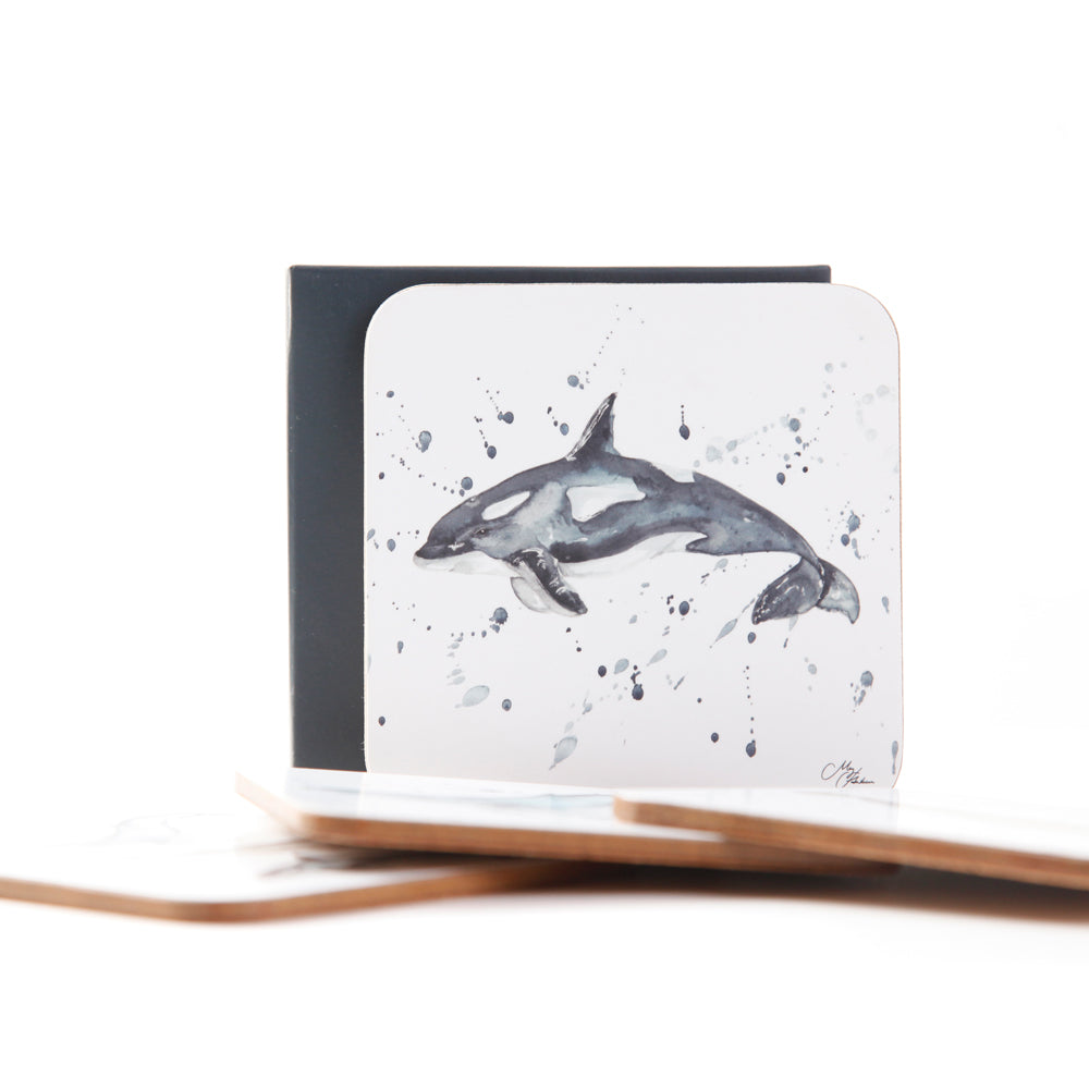 The Ocean Whales Set of 4 Coasters by Meg Hawkins