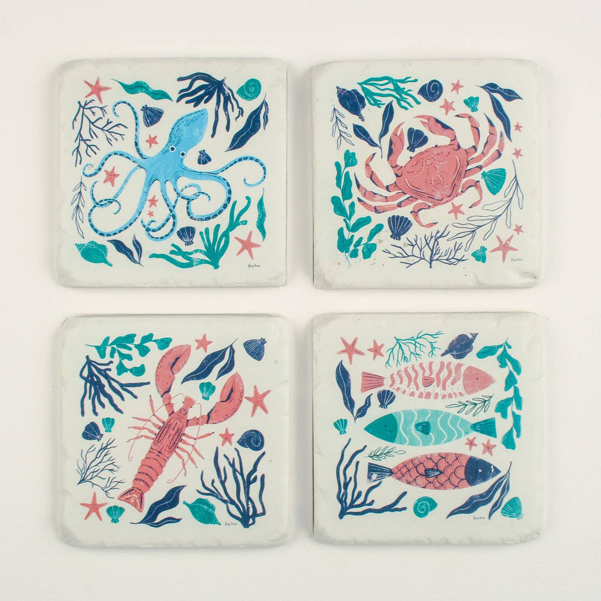 Colourful Sea Creature Set of 4 Coasters