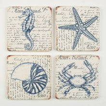 Vintage Coastal Marine Life Set of 4 Coasters