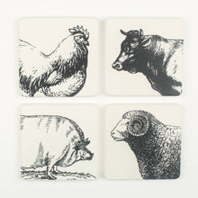 Vintage Farm Animal Set of 4 Coasters