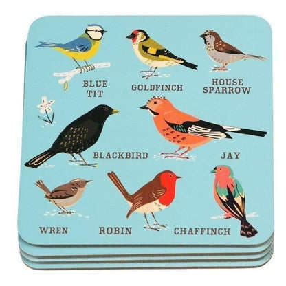 Garden Birds Set of 4 Cork-Backed Coasters from Rex London