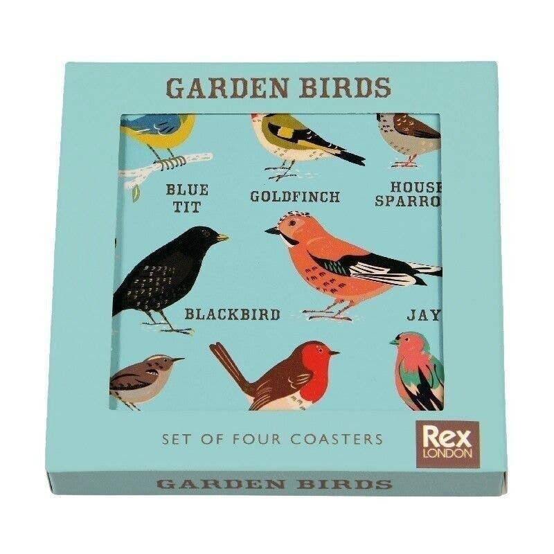Garden Birds Set of 4 Cork-Backed Coasters from Rex London