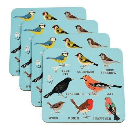 Garden Birds Set of 4 Cork-Backed Coasters from Rex London