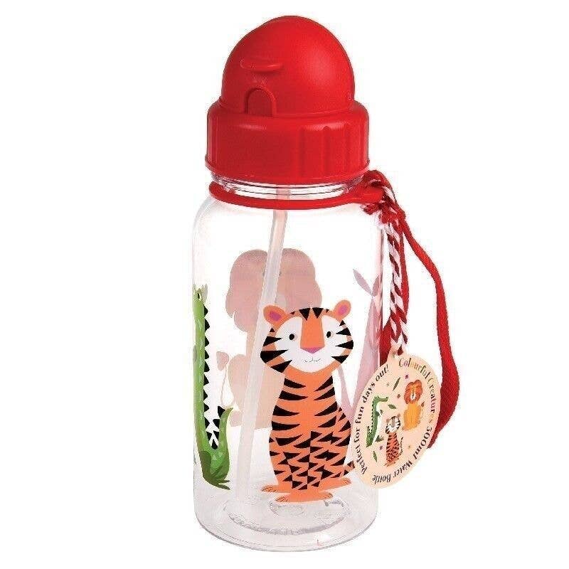 Colourful Creatures 500ml Water Bottle with Straw from Rex London