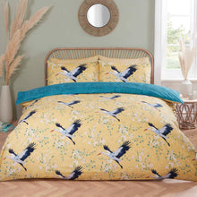 Cranes Reversible Duvet Cover Set in Ochre