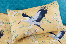 Cranes Reversible Duvet Cover Set in Ochre
