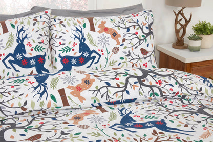 Tatton Woodland Reversible Duvet Cover Set in Multi