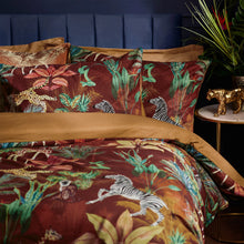 Aranya Exotic Animal Velvet Duvet Cover Set in Rust