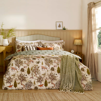 Fable Woodland Reversible Duvet Cover Set in Willow Green