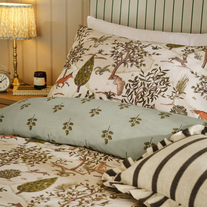 Fable Woodland Reversible Duvet Cover Set in Willow Green
