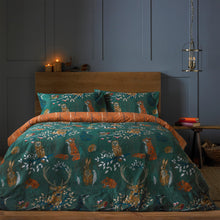 Forest Fauna Reversible Duvet Cover Set in Emerald