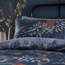 Forest Fauna Woodland Reversible Duvet Cover Set in Navy