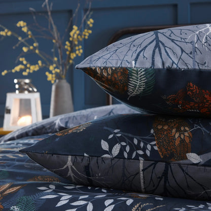 Forest Fauna Woodland Reversible Duvet Cover Set in Navy