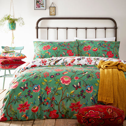 Pomelo Tropical Reversible Duvet Cover Set in Green