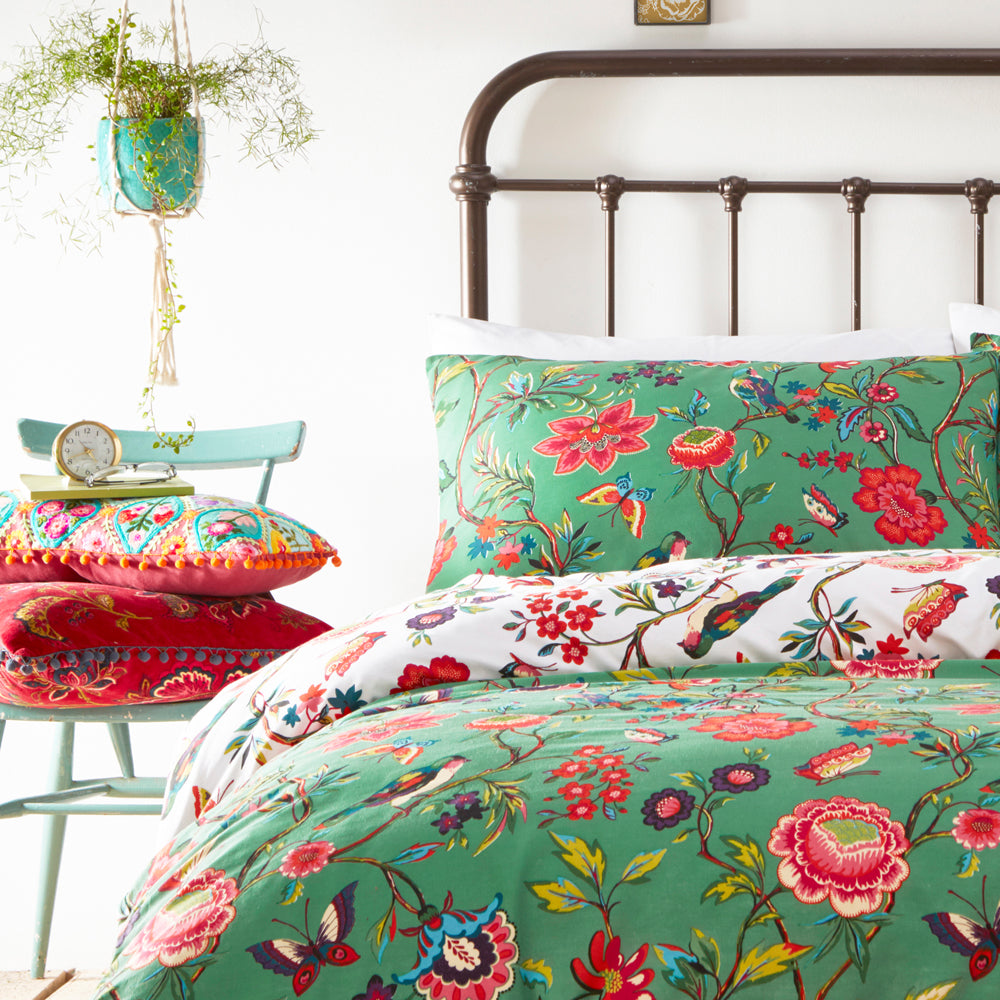Pomelo Tropical Reversible Duvet Cover Set in Green