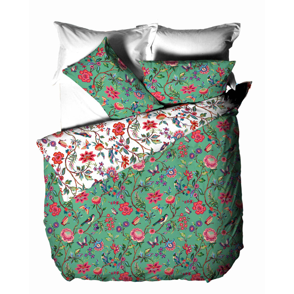 Pomelo Tropical Reversible Duvet Cover Set in Green