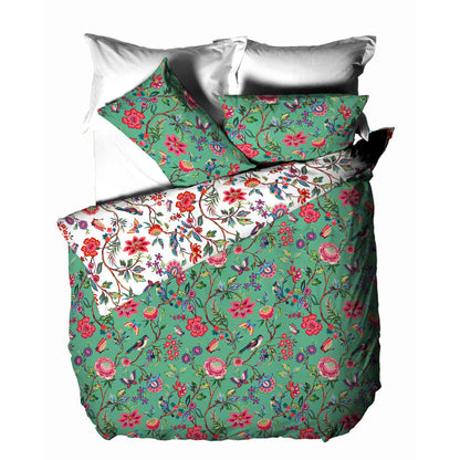 Pomelo Tropical Reversible Duvet Cover Set in Green