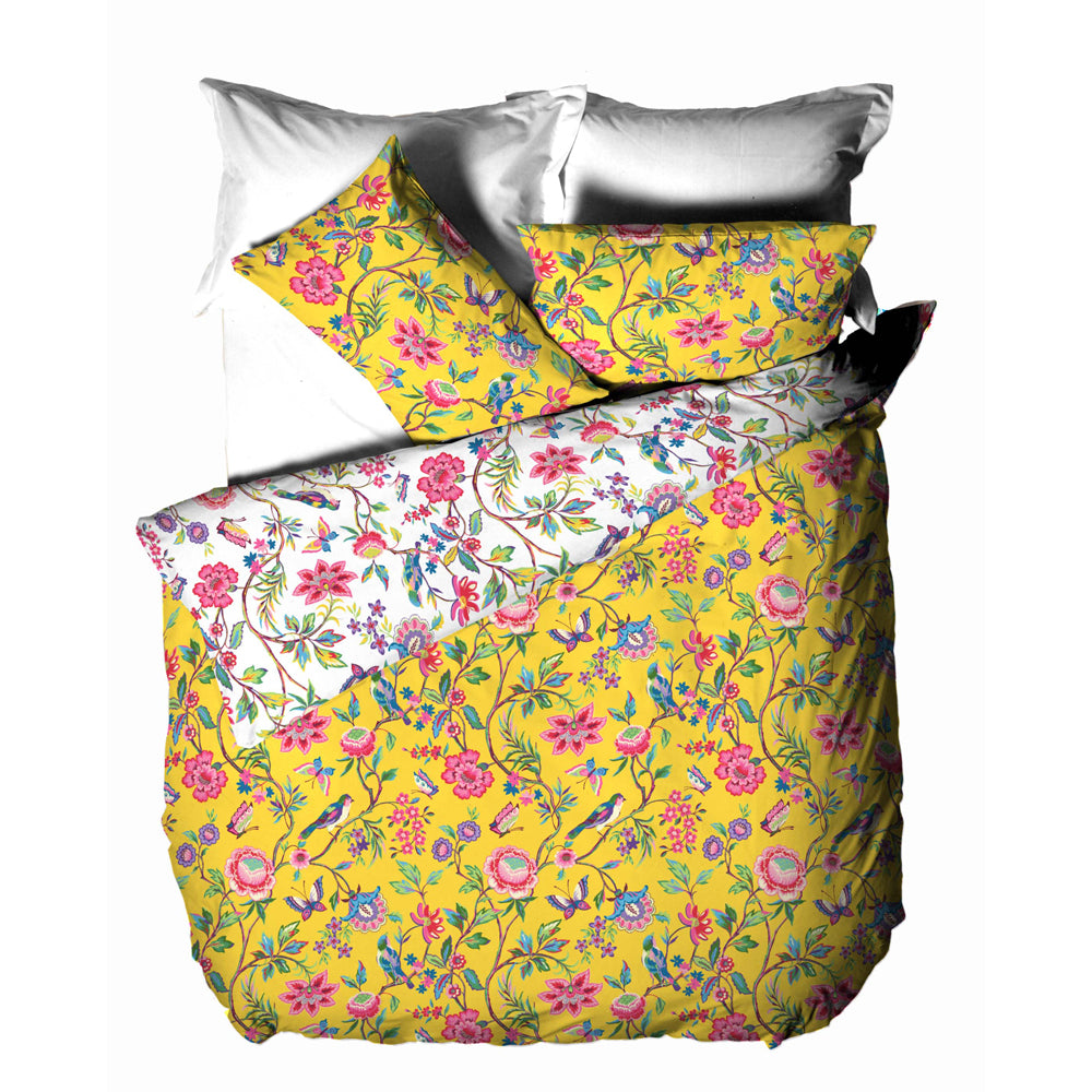Pomelo Tropical Reversible Duvet Cover Set in Yellow