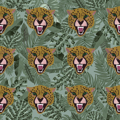 Untamed Cheetah Reversible Duvet Cover Set in Green