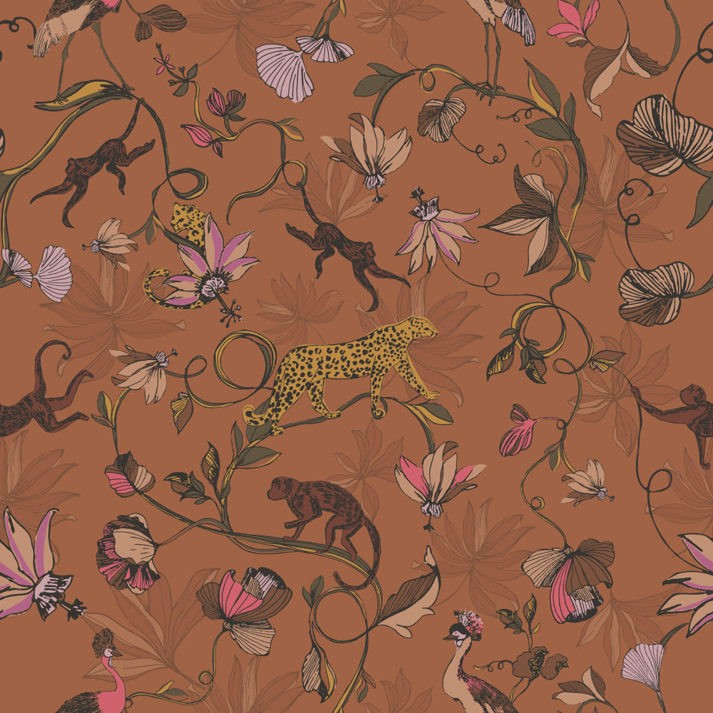 Wildlings Reversible Duvet Cover Set in Warm Sienna