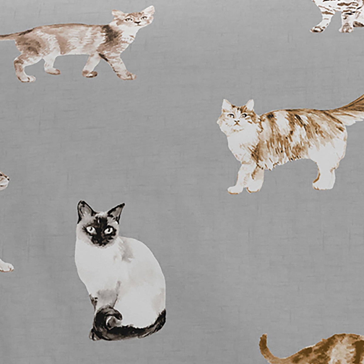 Cats Reversible Duvet Cover Set in Grey by Fusion