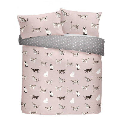 Cats Reversible Duvet Cover Set in Blush by Fusion