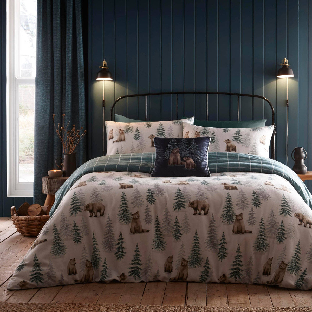 Bear Walks Brushed Cotton Duvet Cover Set