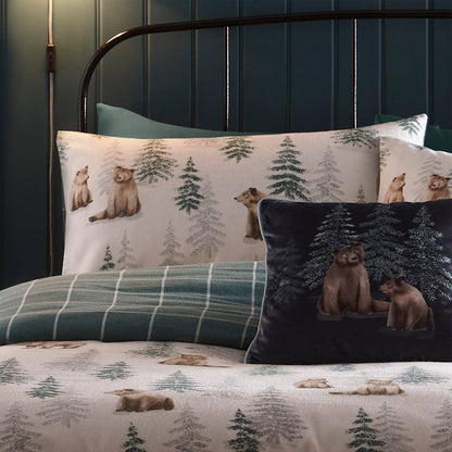 Bear Walks Brushed Cotton Duvet Cover Set
