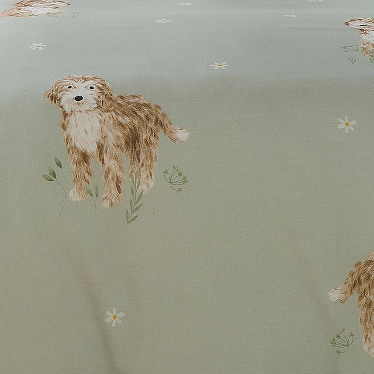 Hattie the Cockapoo Reversible Duvet Cover Set in Green