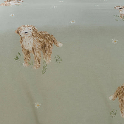 Hattie the Cockapoo Reversible Duvet Cover Set in Green