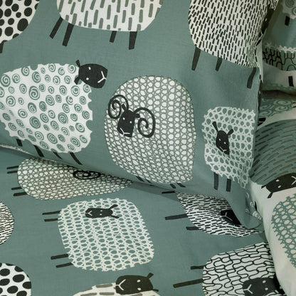 Dotty Sheep Reversible Duvet Cover Set in Duck Egg