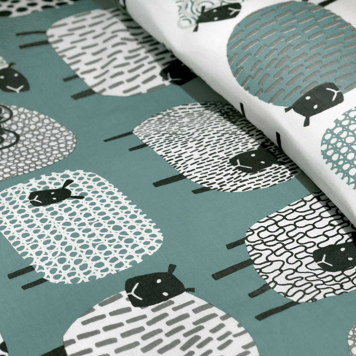 Dotty Sheep Reversible Duvet Cover Set in Duck Egg