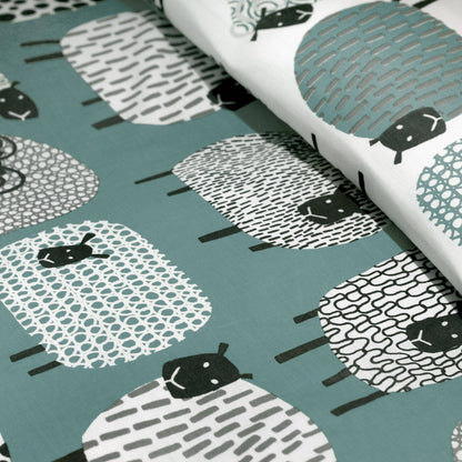 Dotty Sheep Reversible Duvet Cover Set in Duck Egg