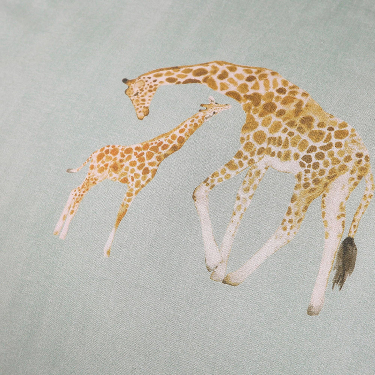 Milo Giraffe Reversible Duvet Cover Set in Duck Egg
